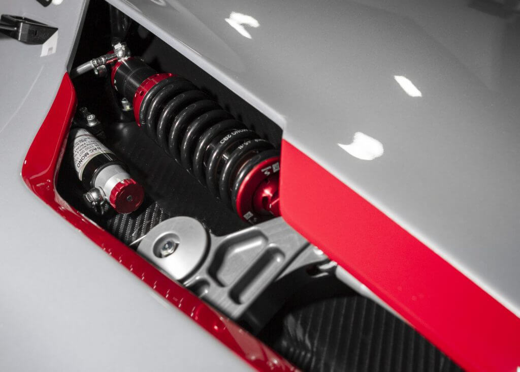close up of racing dampers