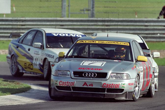 Two race cars on a track