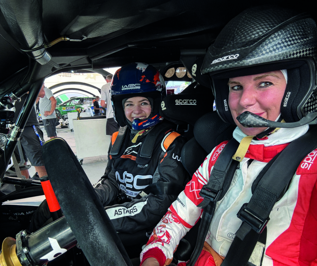 Inside a rally car